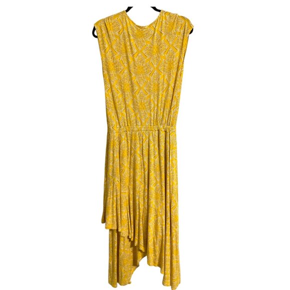 MAEVE by ANTHROPOLOGIE Fete Midi Asymmetrical Dress Yellow size Medium - Picture 3 of 14